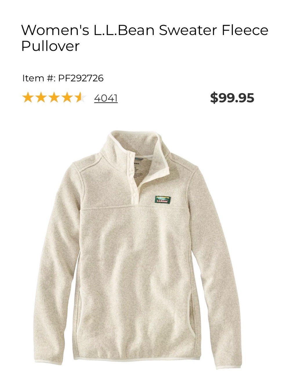 Women's L.L.Bean Small Petite Sweater Fleece Pullover